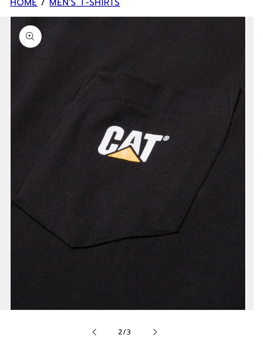 Caterpillar Black Long Sleeve Pocket Tee with Yellow Accent